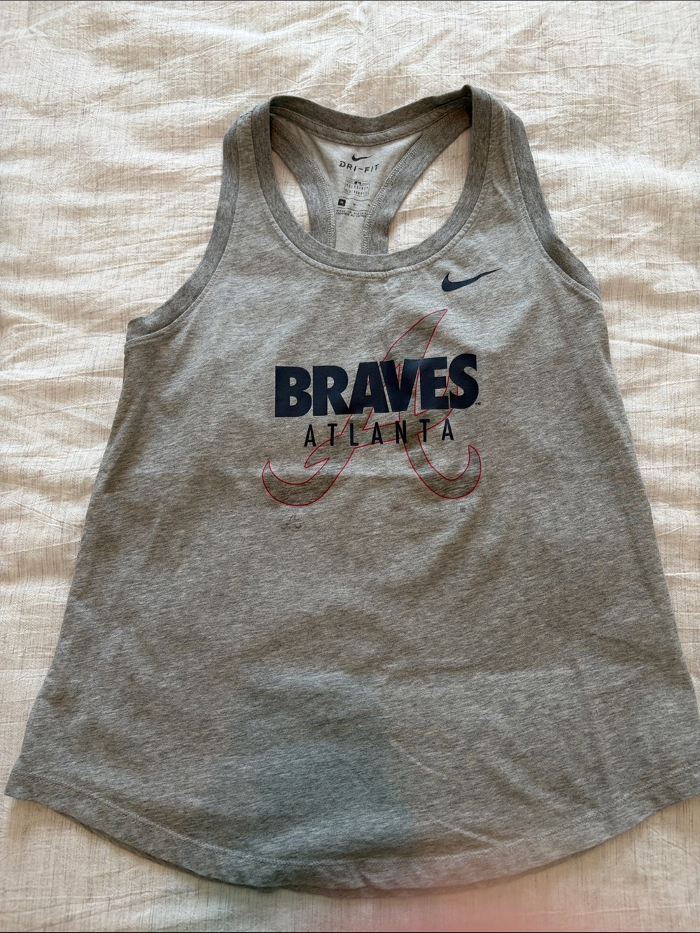 Nike Gray Atlanta Braves Tank Top with Navy Logo
